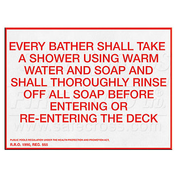 97737 EVERY BATHER SHALL SHOWER Sign, 18