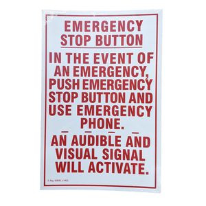 97759 EMERGENCY STOP BUTTON Sign, 12" x 18"