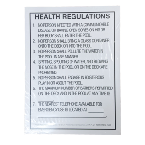 97744 HEALTH REGULATIONS Sign, 18" x 24"