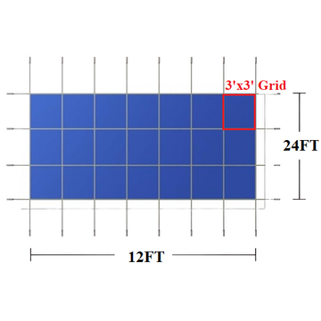 Safety Cover For Rectangular 12'x24' Pool, No Steps, 3x3 Grid