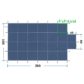 Safety Cover For Rectangular 16'x38' Pool With Central Steps, 5x5 Grid