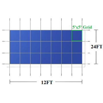 Safety Cover For Rectangular 12'x24' Pool, No Steps, 5x5 Grid