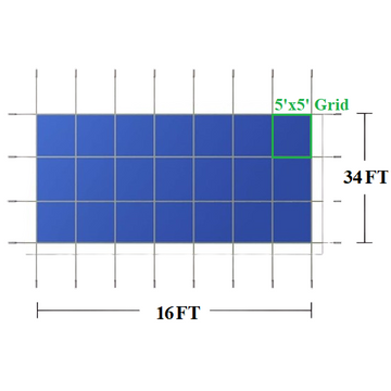 Safety Cover For Rectangular 16'x34' Pool, No Steps, 5x5 Grid