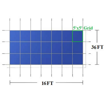 Safety Cover For Rectangular 16'x36' Pool, No Steps, 5x5 Grid