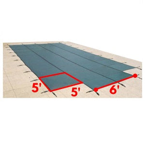 Safety Cover For Rectangular 16'x40' Pool With Central Steps, 5x5 Grid