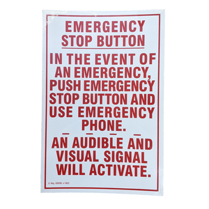 97759 EMERGENCY STOP BUTTON Sign, 12