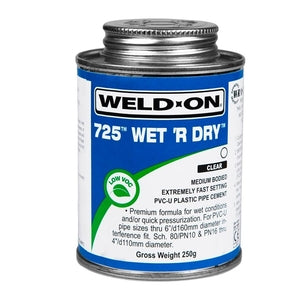 Weld-On 725QP 1/4 Pint Medium-Bodied PVC Cement Aqua Blue