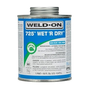 Weld-On 725PT Pint Medium-Bodied PVC Cement Aqua Blue