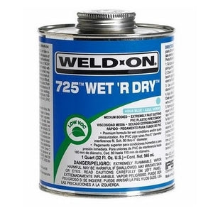 Weld-On 725QT Quart Medium-Bodied PVC Cement Aqua Blue
